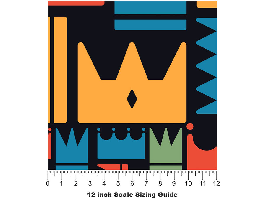 Patterned Crowns Fantasy Vinyl Film Pattern Size 12 inch Scale~Rwraps Patterned Crowns Fantasy Sizing Chart~2