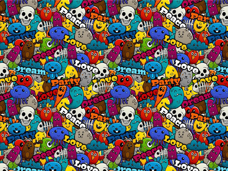 Peace Party Sticker Bomb Vinyl Wrap Pattern~Rwraps Series 914 Digitally Printed Vinyl Wrap~0
