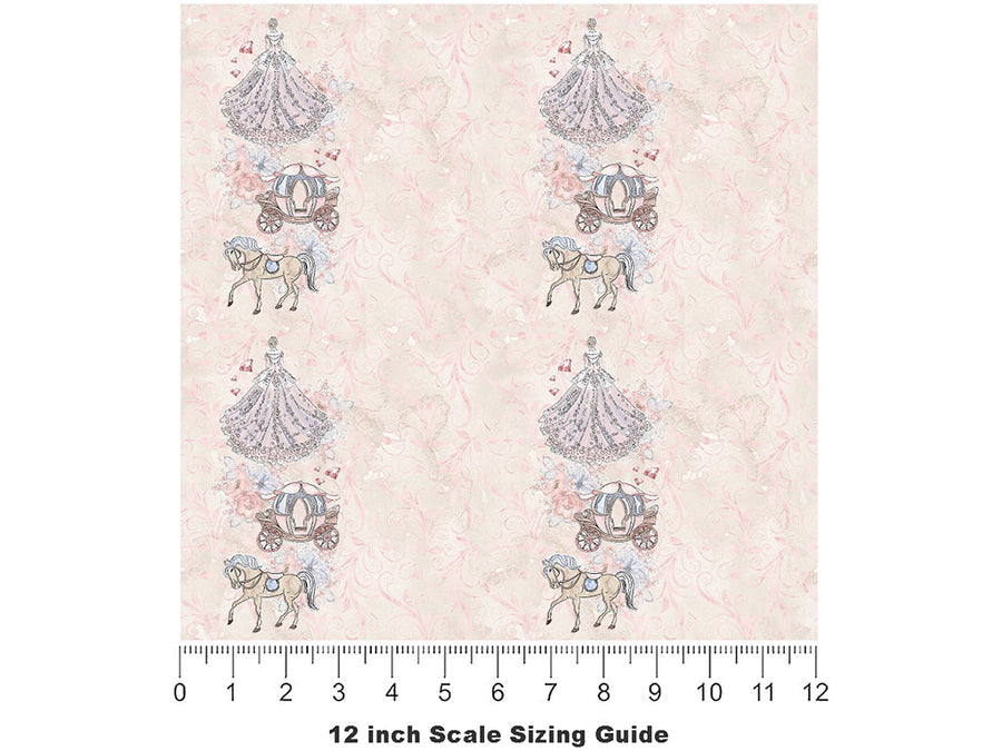 Peach Carriage Fantasy Vinyl Film Pattern Size 12 inch Scale~Rwraps Peach Carriage Fantasy Sizing Chart~2