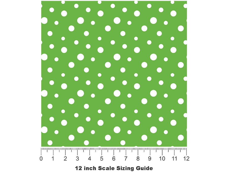 Pear Green Polka Dot Vinyl Film Pattern Size 12 inch Scale~Rwraps Pear Green Polka Dot Sizing Chart~2