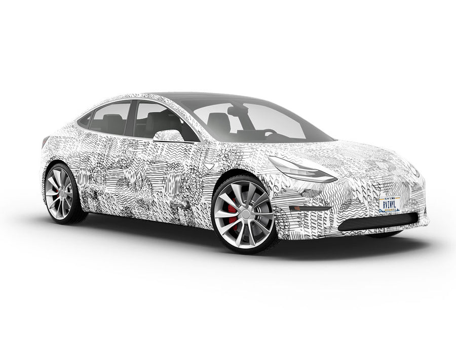 Pencil Skritches Abstract Vehicle Vinyl Wrap