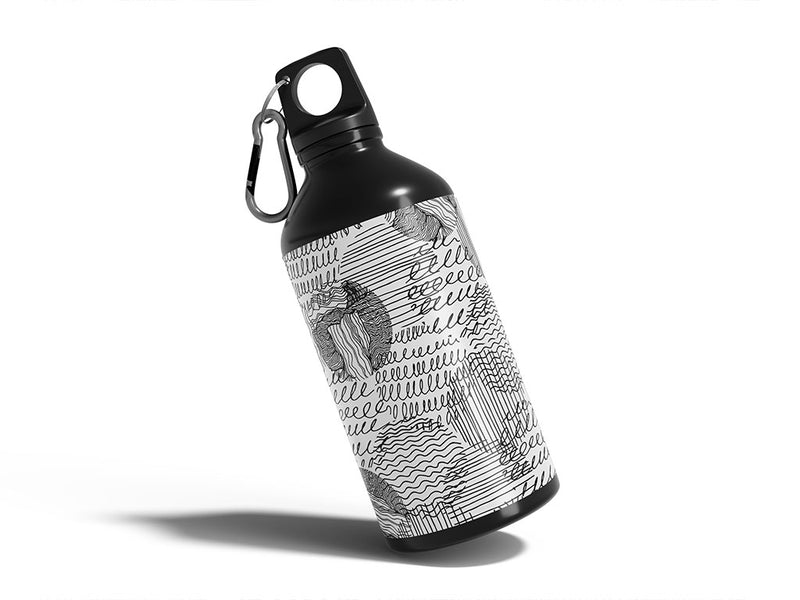 pencil skritches abstract geometric Water Bottle DIY Stickers