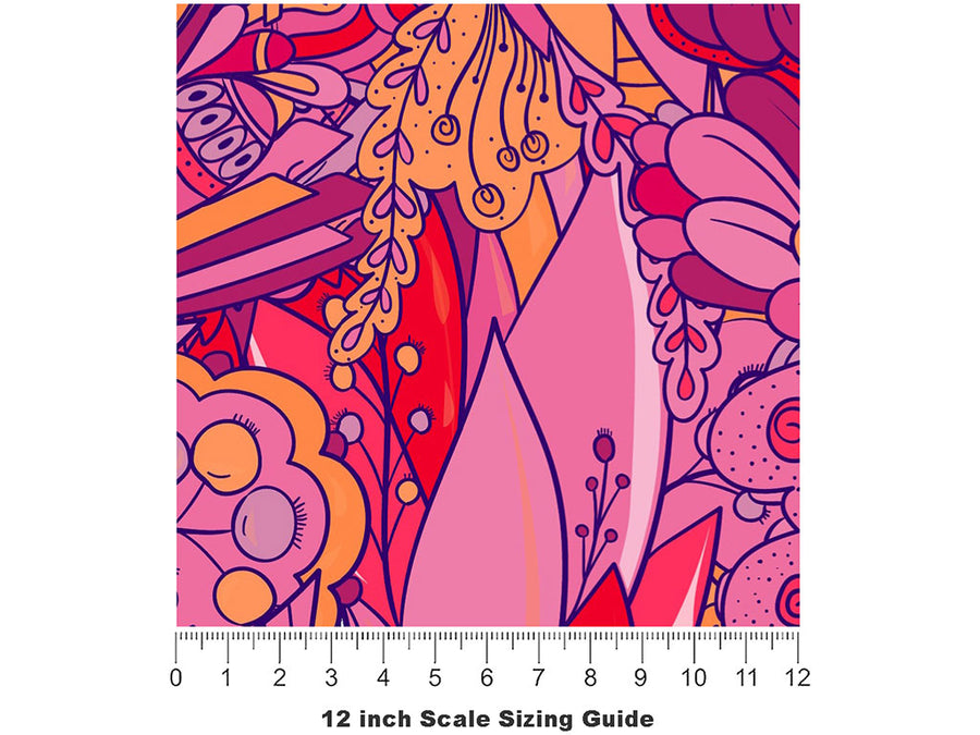 Persephones Pomegranate Floral Vinyl Film Pattern Size 12 inch Scale~Rwraps Persephones Pomegranate Floral Sizing Chart~2