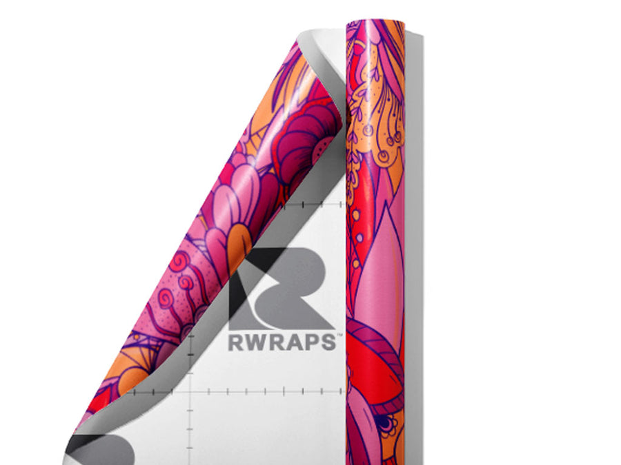 Persephones Pomegranate Floral Wrap Film Sheets~Rwraps Series 914 Persephones Pomegranate Floral Scrolled Sheet~3