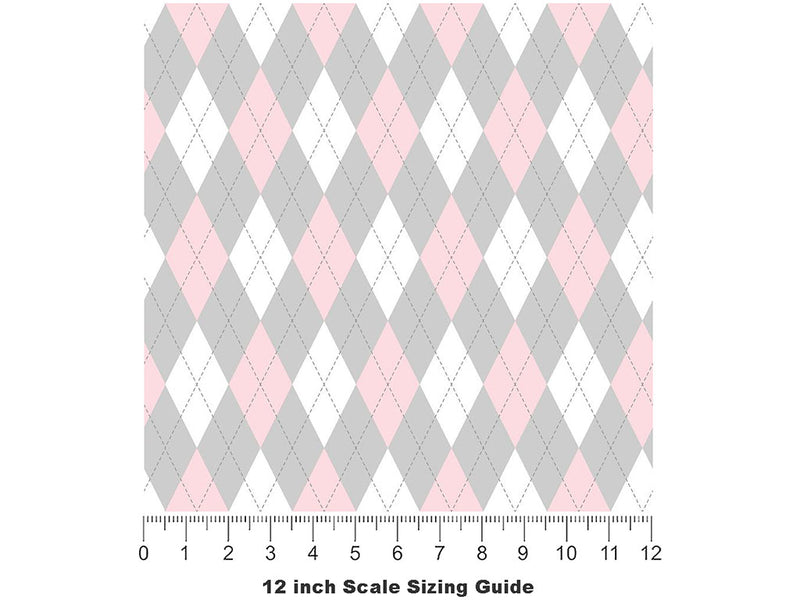 Pink Blockers Argyle Vinyl Film Pattern Size 12 inch Scale~Rwraps Pink Blockers Argyle Sizing Chart~2
