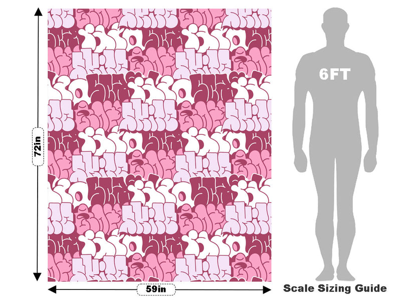 Pink Bubbled Graffiti Vehicle Wrap Scale~Rwraps Series 914 Pink Bubbled Graffiti Measurements~2