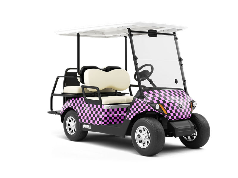 Pink Checkered Wrapped Golf Cart