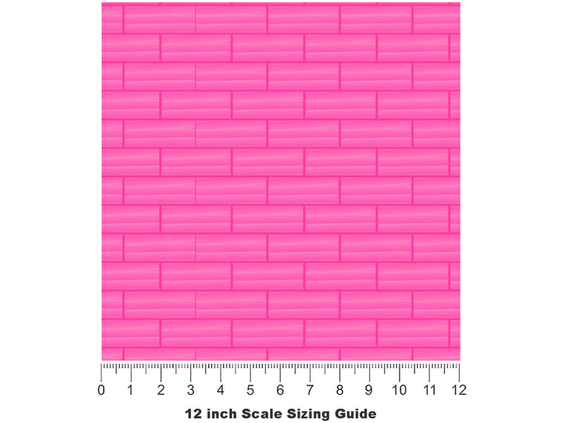 Pink Brick Vinyl Film Pattern Size 12 inch Scale~Rwraps Pink Brick Sizing Chart~3