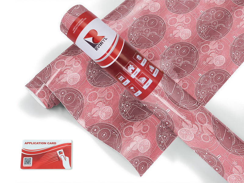pink clockwork steampunk Craft Vinyl Roll