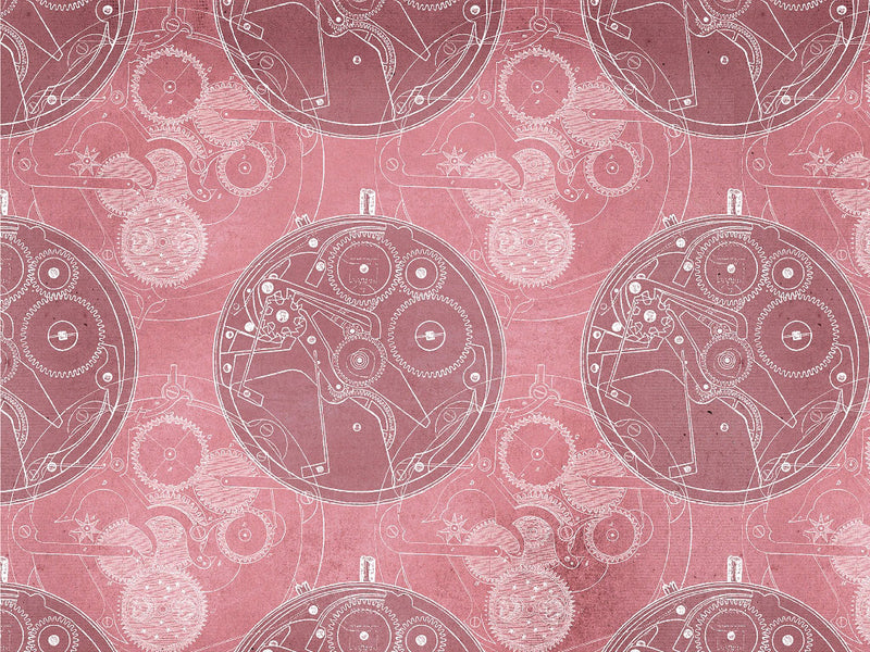 Pink Clockwork Steampunk Vinyl Wrap Pattern~Rwraps Series 914 Digitally Printed Vinyl Wrap~0