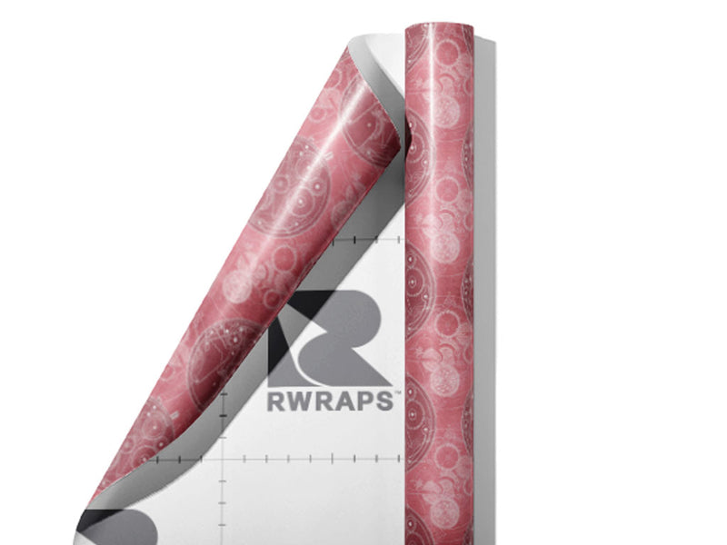 Pink Clockwork Steampunk Wrap Film Sheets~Rwraps Series 914 Pink Clockwork Steampunk Scrolled Sheet~3