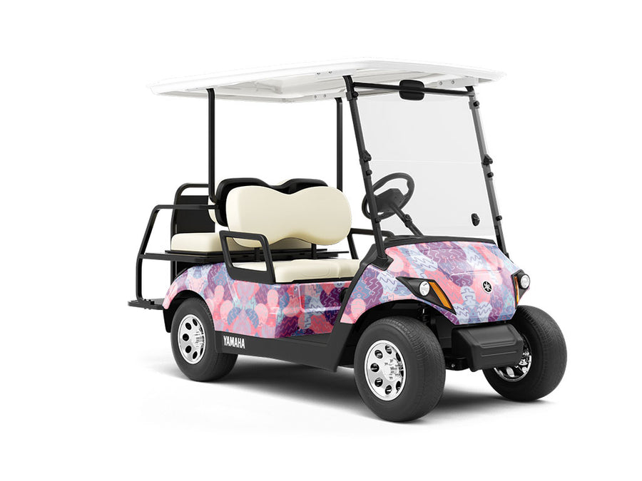 Pink Confusion Mosaic Wrapped Golf Cart