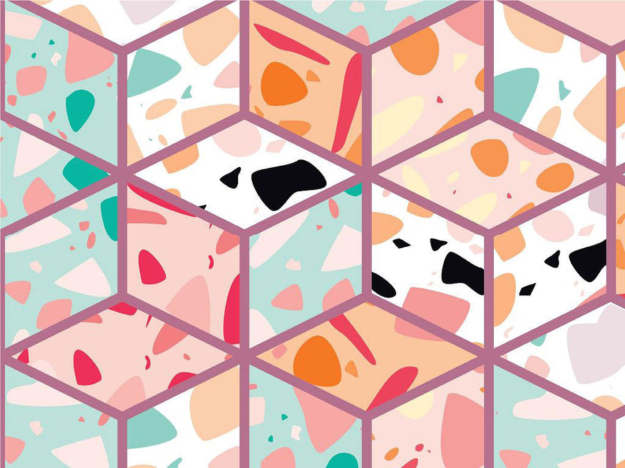 Pink Cube Tile Vinyl Wrap Pattern~Rwraps Series 914 Digitally Printed Vinyl Wrap~0