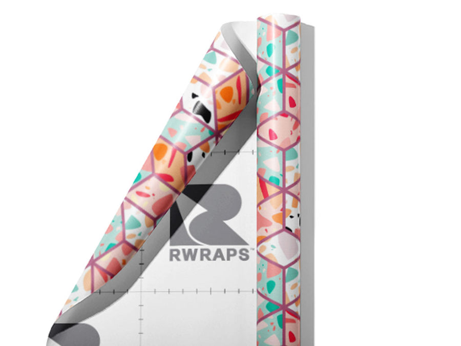 Pink Cube Tile Wrap Film Sheets~Rwraps Series 914 Pink Cube Tile Scrolled Sheet~4
