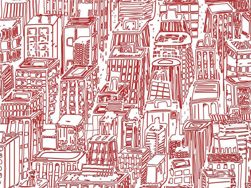 PInk Downtown Cityscape Vinyl Wrap Pattern~Rwraps Series 914 Digitally Printed Vinyl Wrap~0