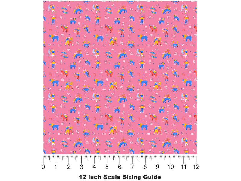 Pink Friends Astrology Vinyl Film Pattern Size 12 inch Scale~Rwraps Pink Friends Astrology Sizing Chart~2