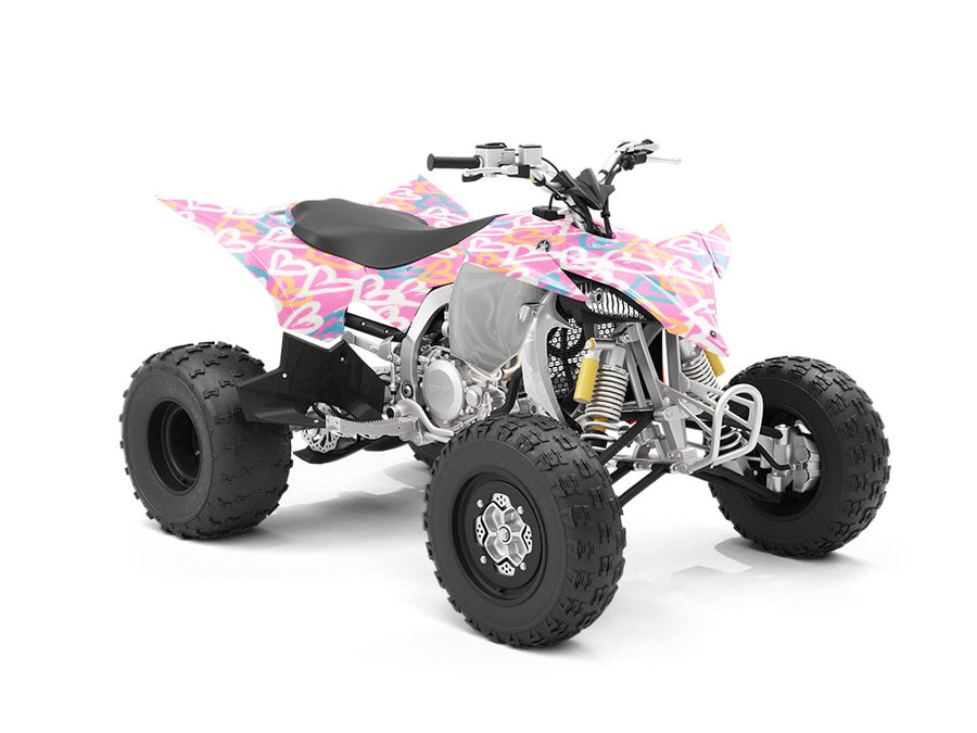 Pink Hearts Graffiti ATV Wrapping Vinyl