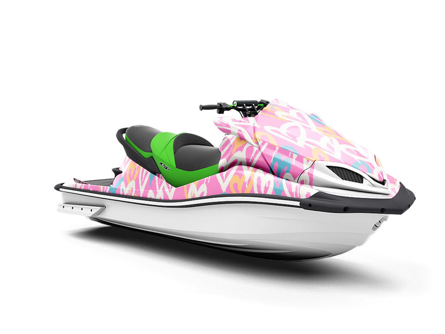 Pink Hearts Graffiti Jet Ski Vinyl Customized Wrap