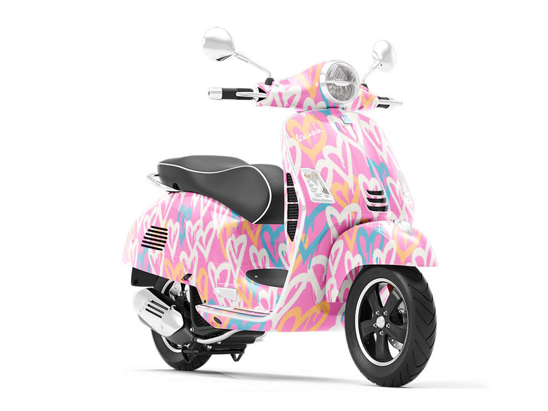Pink Hearts Graffiti Vespa Scooter Wrap Film