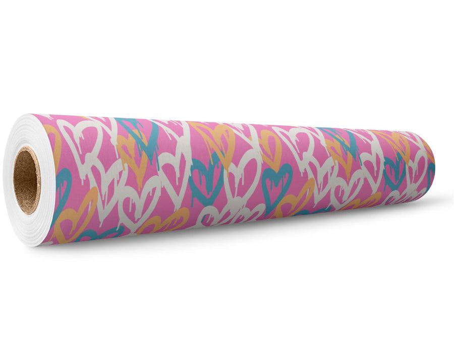 Pink Hearts Graffiti Wrap Film Wholesale Roll~Rwraps Series 914 Digitally Printed Vinyl Roll~5