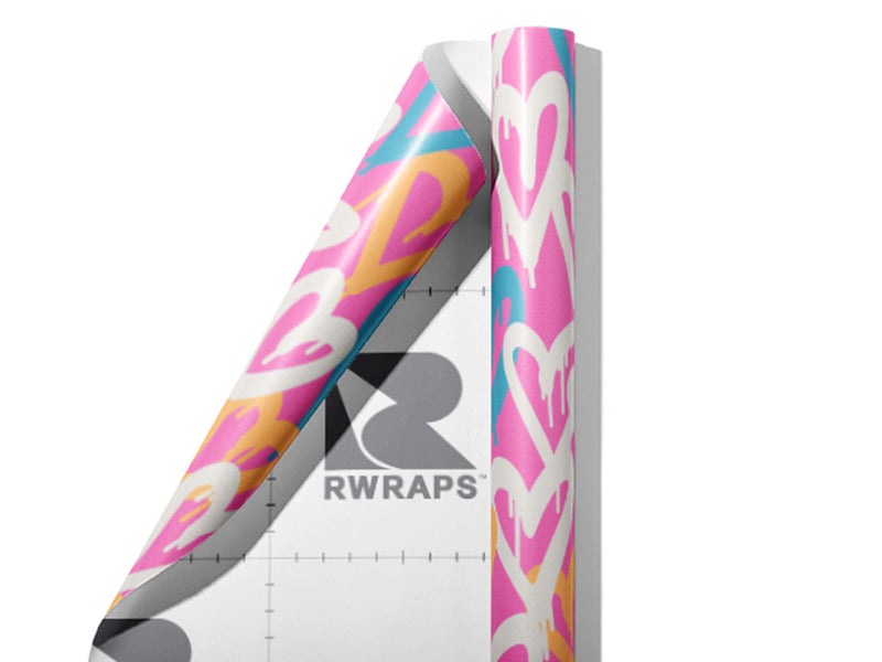 Pink Hearts Graffiti Wrap Film Sheets~Rwraps Series 914 Pink Hearts Graffiti Scrolled Sheet~4