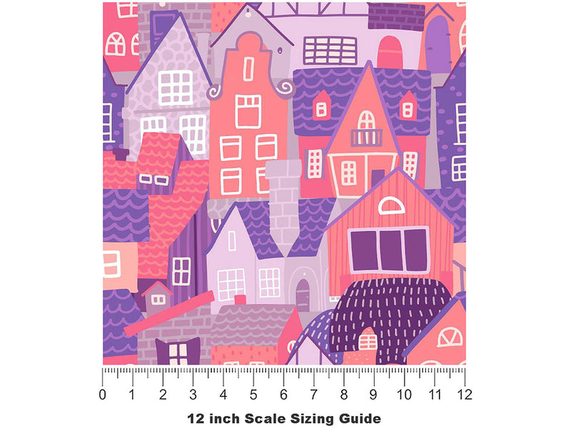 Pink Palaces Cityscape Vinyl Film Pattern Size 12 inch Scale~Rwraps Pink Palaces Cityscape Sizing Chart~3