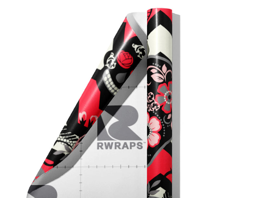 Pink Parents Day of the Dead Wrap Film Sheets~Rwraps Series 914 Pink Parents Day of the Dead Scrolled Sheet~3