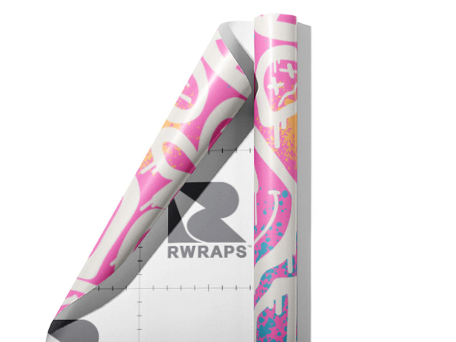 Pink Peace Graffiti Wrap Film Sheets~Rwraps Series 914 Pink Peace Graffiti Scrolled Sheet~4