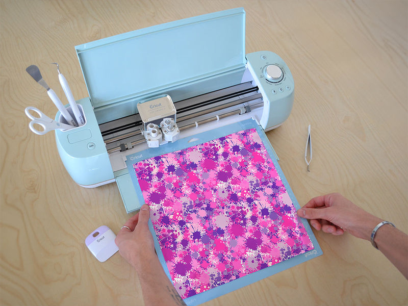 pink power paint splatter Cricut Compatible Vinyl