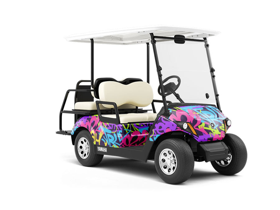 Pink Record Graffiti Wrapped Golf Cart