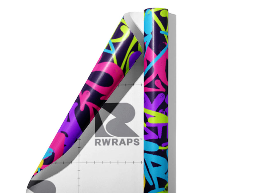 Pink Record Graffiti Wrap Film Sheets~Rwraps Series 914 Pink Record Graffiti Scrolled Sheet~4
