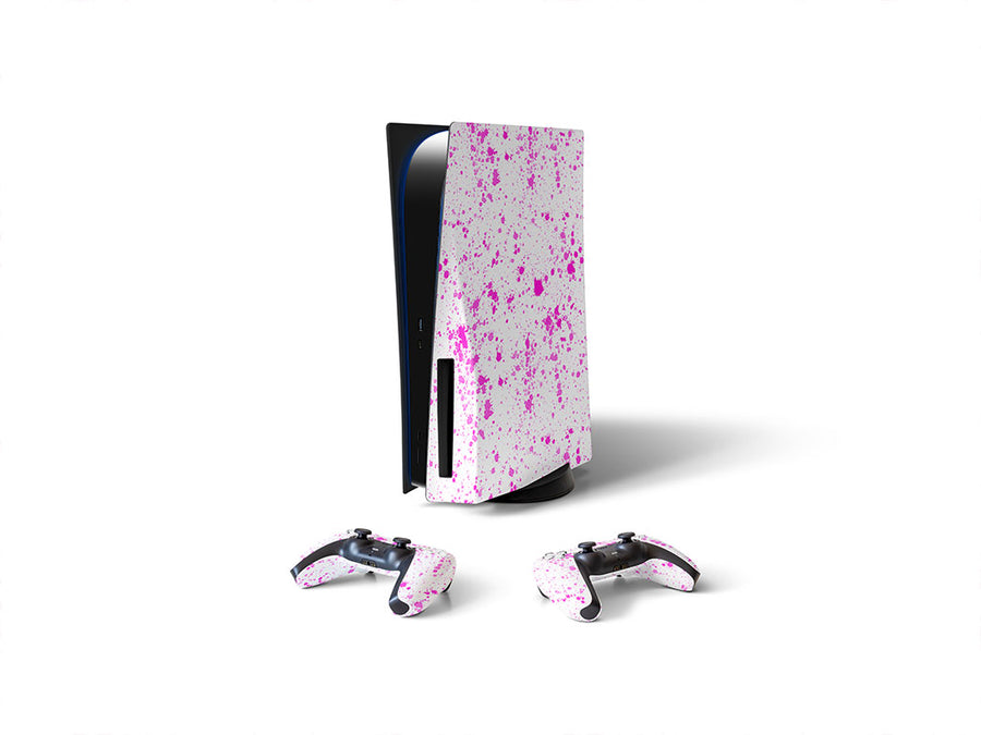 pink spill paint splatter Sony PS5 DIY Skin