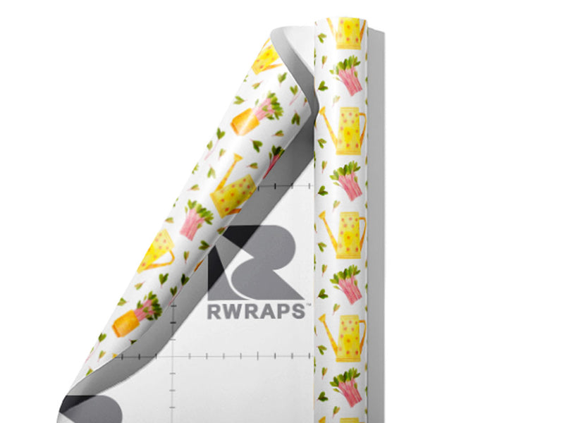 Pink Sprouts Gardening Wrap Film Sheets~Rwraps Series 914 Pink Sprouts Gardening Scrolled Sheet~3