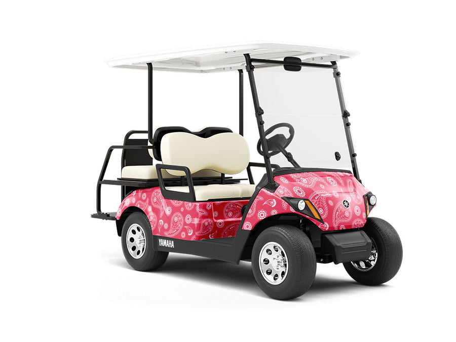 Pink Swirls Paisley Wrapped Golf Cart
