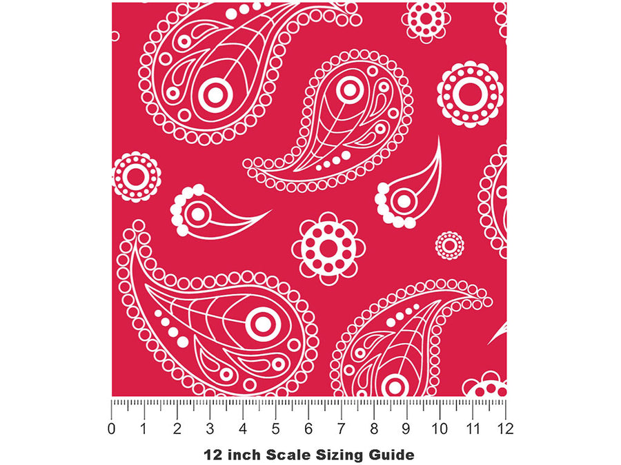 Pink Swirls Paisley Vinyl Film Pattern Size 12 inch Scale~Rwraps Pink Swirls Paisley Sizing Chart~2