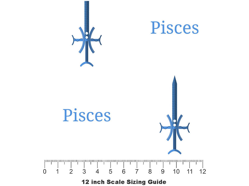 Pisces Swords Astrology Vinyl Film Pattern Size 12 inch Scale~Rwraps Pisces Swords Astrology Sizing Chart~2
