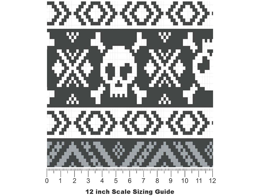 Pixel Death Halloween Vinyl Film Pattern Size 12 inch Scale~Rwraps Pixel Death Halloween Sizing Chart~2
