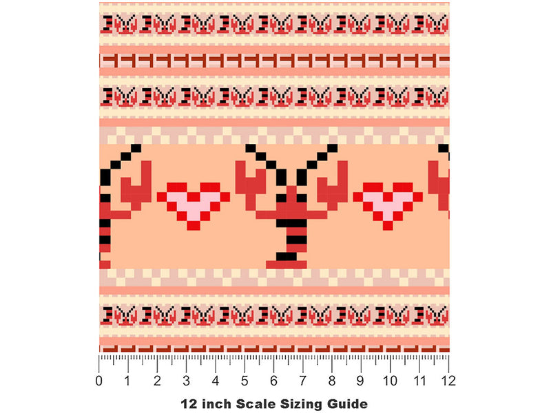 Pixel Lobsters Marine Life Vinyl Film Pattern Size 12 inch Scale~Rwraps Pixel Lobsters Marine Life Sizing Chart~2