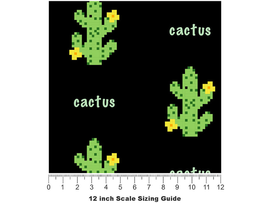 Pixel Pricks Cacti Vinyl Film Pattern Size 12 inch Scale~Rwraps Pixel Pricks Cacti Sizing Chart~2