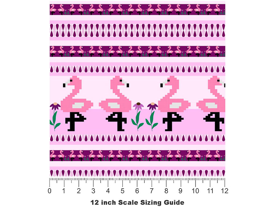 Pixelated Ibis Birds Vinyl Film Pattern Size 12 inch Scale~Rwraps Pixelated Ibis Birds Sizing Chart~2