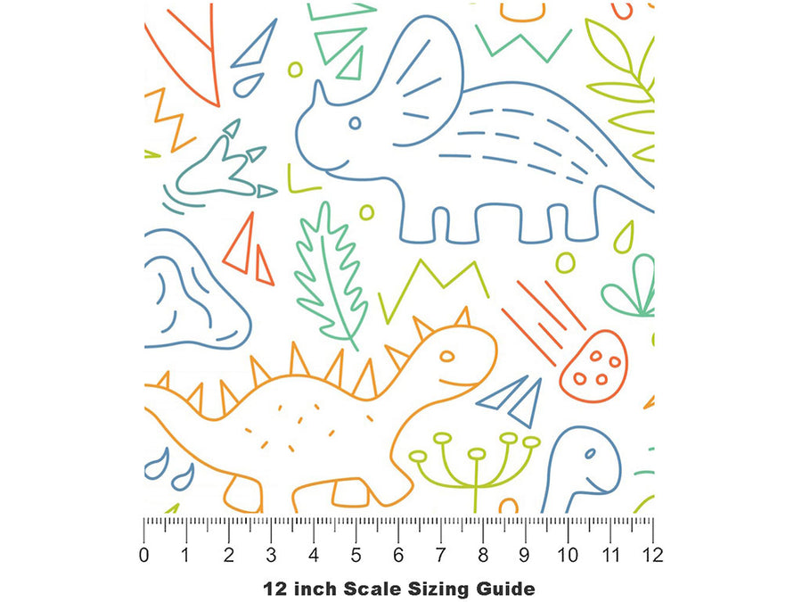 Playroom Pals Dinosaur Vinyl Film Pattern Size 12 inch Scale~Rwraps Playroom Pals Dinosaur Sizing Chart~2