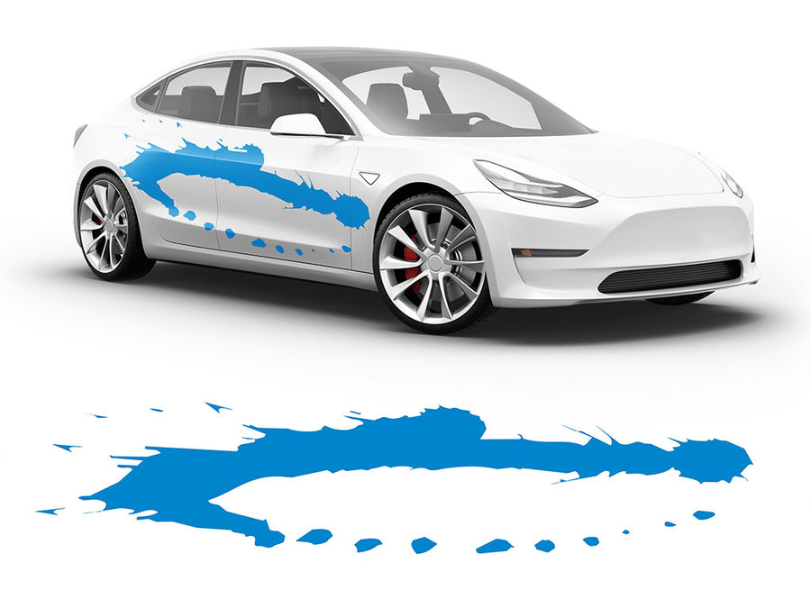 3M Light Blue Pollack Paint Splash Body Graphic~Full Side Auto Decal Kit~0