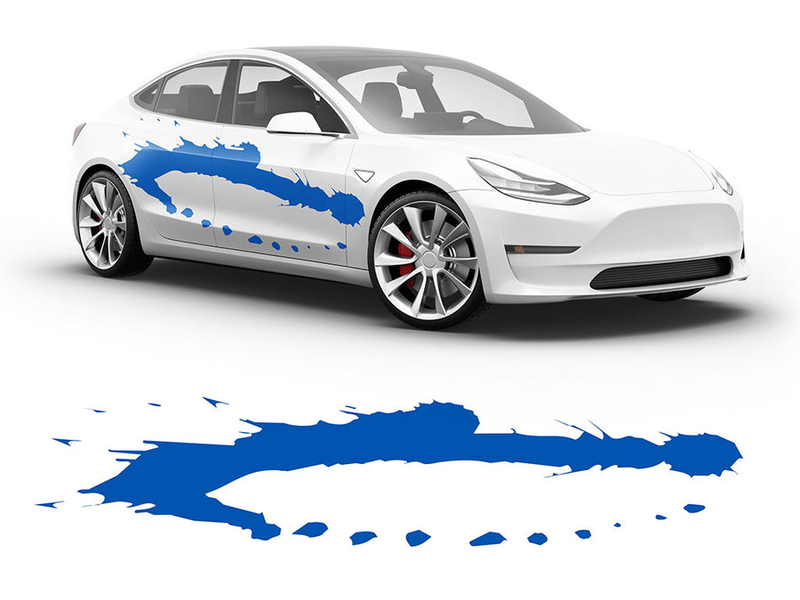 3M Azure Blue Pollack Paint Splash Body Graphic~Full Side Auto Decal Kit~0