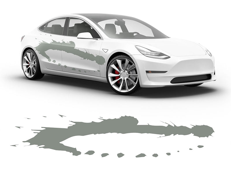 3M Light Gray Pollack Paint Splash Body Graphic~Full Side Auto Decal Kit~0