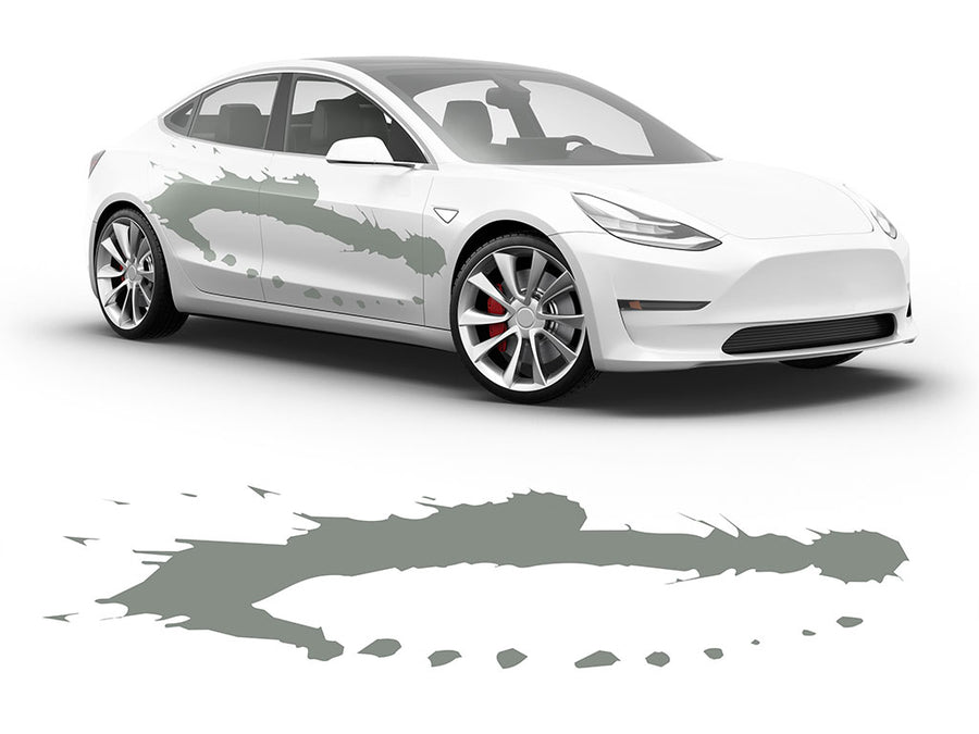 3M Light Gray Pollack Paint Splash Body Graphic~Full Side Auto Decal Kit~0