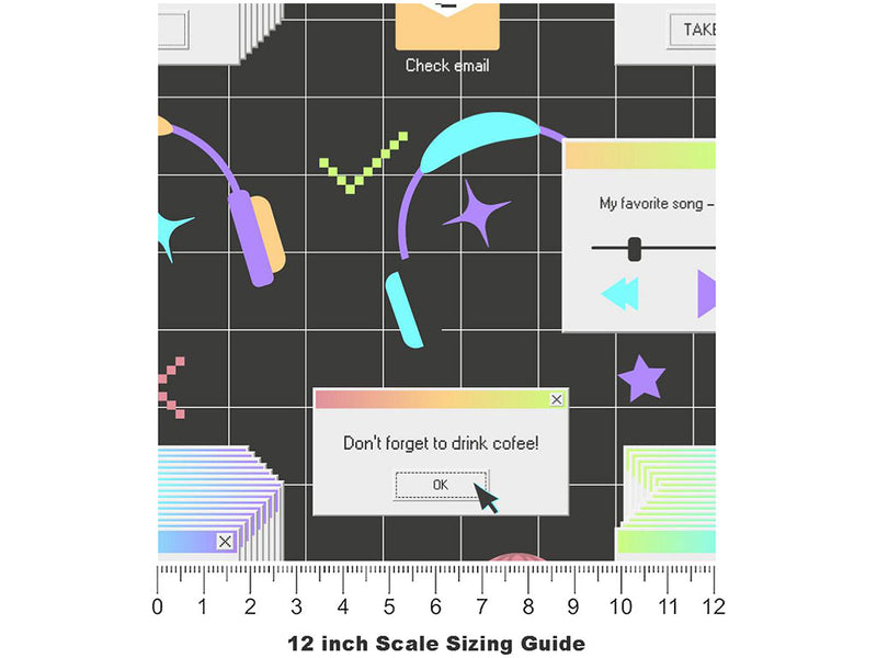 Positive Popups Technology Vinyl Film Pattern Size 12 inch Scale~Rwraps Positive Popups Technology Sizing Chart~3