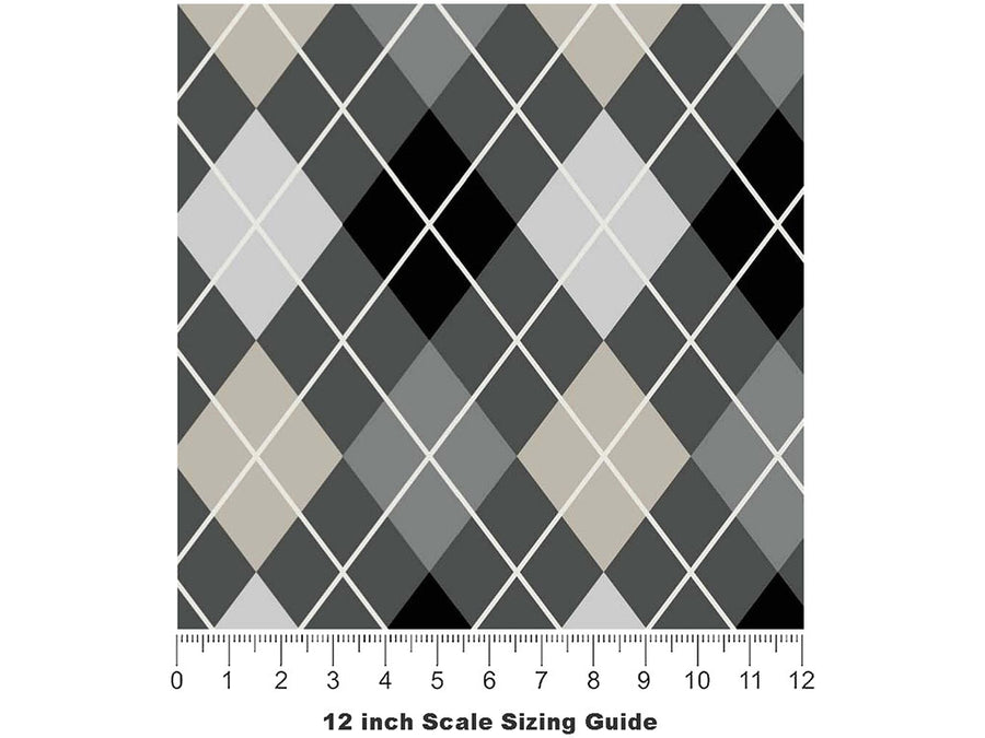 Professional Shadow Argyle Vinyl Film Pattern Size 12 inch Scale~Rwraps Professional Shadow Argyle Sizing Chart~2