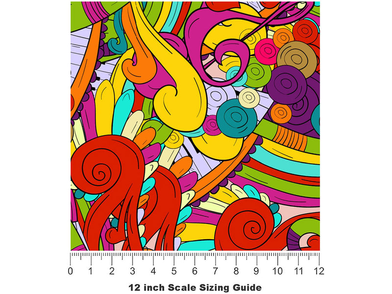 Psychedelic Chords Music Vinyl Film Pattern Size 12 inch Scale~Rwraps Psychedelic Chords Music Sizing Chart~2