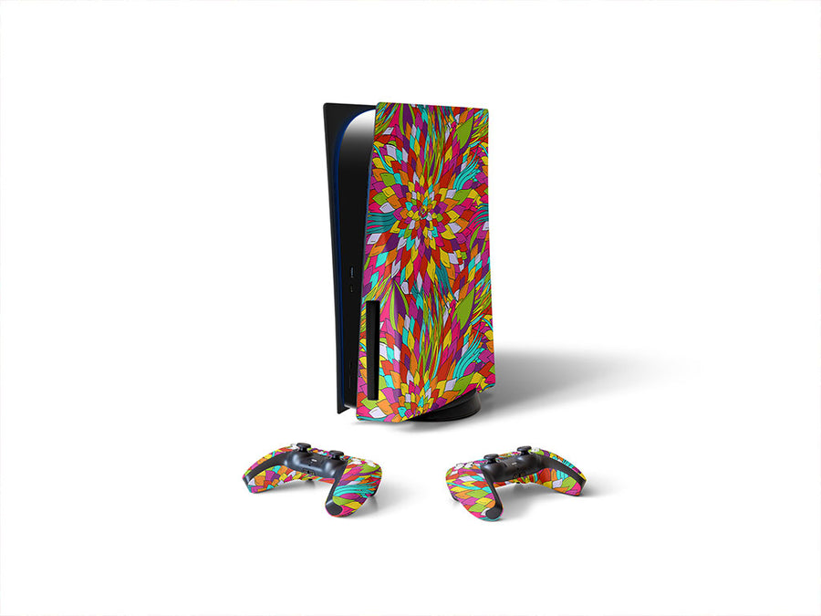 psychedelic flashback floral Sony PS5 DIY Skin