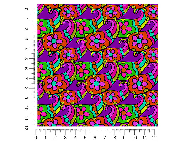 psychedelic sixties paisley 1ft x 1ft Craft Sheets